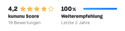 4,2 kununu Score 100 % Weiterempfehlung